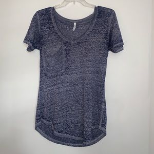 Z Supply Heather Navy Blue V-neck Short Sleeve Tee